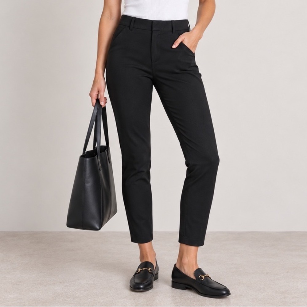 Old Navy High-Rise Pixie Pants 4 Black Slim Ankle Stretch Workwear Quiet Luxury